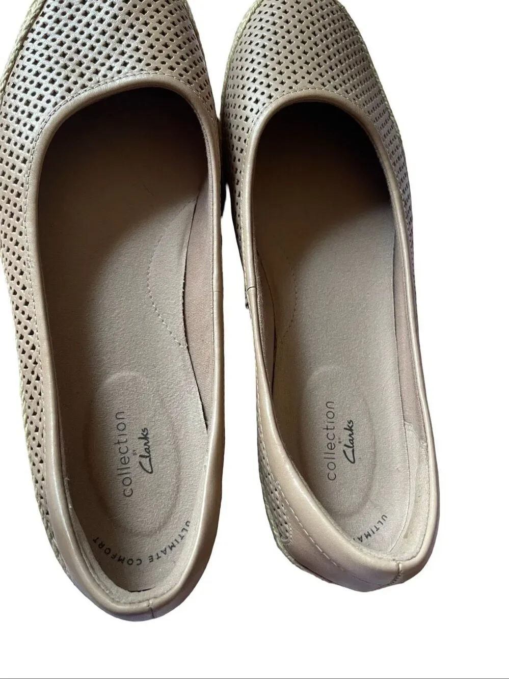 Clarks Womens Tan Danelly Adira Perforated Espadrille Slip On Flats Size 10